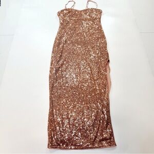 MAJORELLE Maizie Midi Dress in Rose Gold - Size: XS